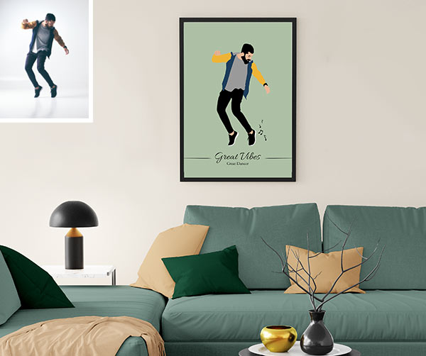 Personalised modern portrait for a design wall decoration